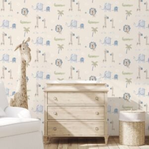 Tiny Tots 2 Jungle Friends Wallpaper Beige Green Galerie G78378