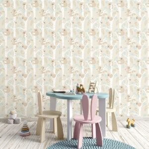 Tiny Tots 2 Koalas Wallpaper Beige Turquoise Glitter Galerie G78384