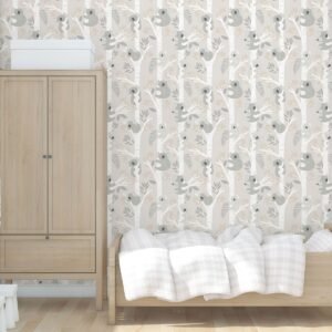 Tiny Tots 2 Koalas Wallpaper Greige Tan Glitter Galerie G78385