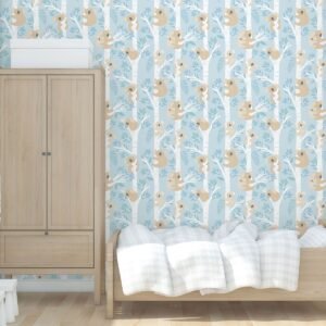 Tiny Tots 2 Koalas Wallpaper Light Blues Glitter Galerie G78386