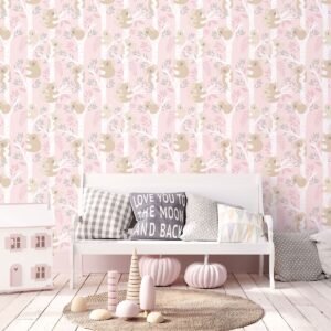 Tiny Tots 2 Koalas Wallpaper Pink Grey Glitter Galerie G78387