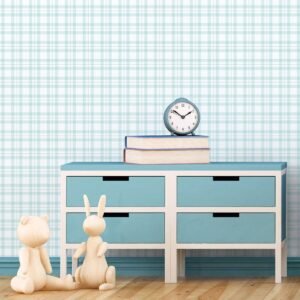 Tiny Tots 2 Plaid Wallpaper Light Blue Galerie G78395