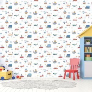 Tiny Tots 2 Transportation Wallpaper Blue Orange Red Galerie G78415