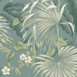 Retreat Leaf Wallpaper Green / Teal Belgravia 54448