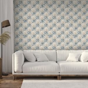 Eden Wallpaper Collection Retro Leaf Blue Muriva M32201