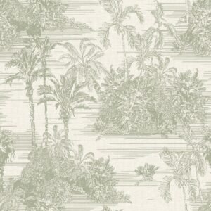 Eden Wallpaper Collection Tropical Toile Olive Muriva M37304