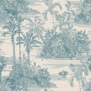 Eden Wallpaper Collection Tropical Toile Blue Muriva M37311