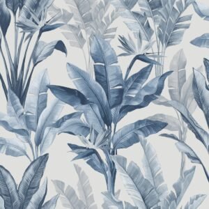 Akari Madagascar Leaf Wallpaper Blue Rasch 282893