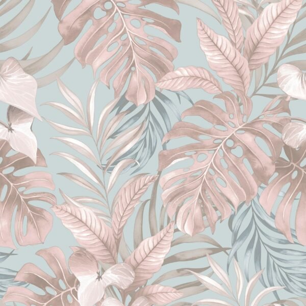 Teeva Jungle Leaves Wallpaper Duck Egg Muriva 183502