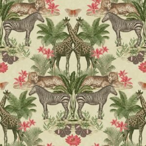 Animal Kingdom Wallpaper Cream Grandeco A49303