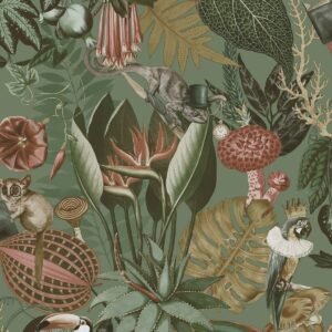 Wonderland Tropical Wallpaper Sage Holden 13401