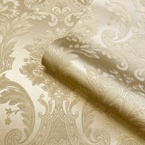 Amara Damask Vinyl Wallpaper Gold Belgravia 7397