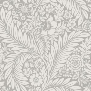 Florence Leaf Wallpaper Grey Belgravia 723