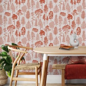 Catskills Woodland Wallpaper Harvest Orange - Mini Moderns MMTLG01HO