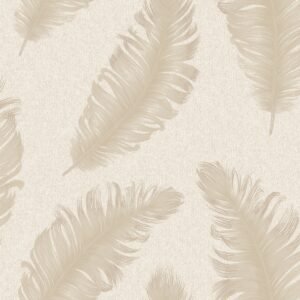 Ciara Glitter Feather Vinyl Wallpaper Cream / Soft Beige Belgravia 4402