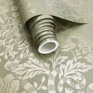 Glistening Mirrored Floral Wallpaper Green Holden 13421