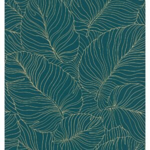 Isa Banana Leaf Wallpaper Teal / Gold Grandeco A50902