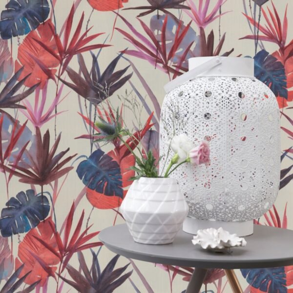 Barbara Home Palm Leaf Wallpaper Pink Rasch 536430