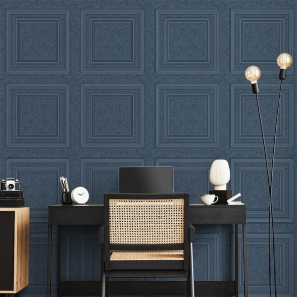 Blown Vinyl Panel Wallpaper Blue Belgravia 5839