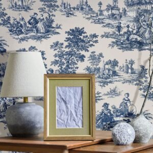 Cottage Chic Paesaggio Barocco Wallpaper Galerie Blue 84043