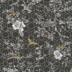 Lipsy Himara Wallpaper Charcoal / Gold Muriva 144071