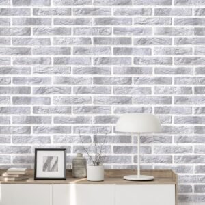 Duplex Brick Wallpaper Light Grey and White Erismann 430310