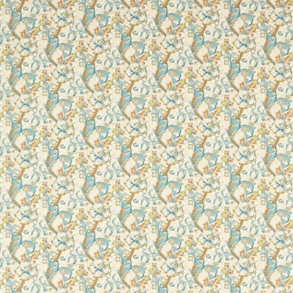 William Morris Golden Lily Fabric Linen Teal F1677/04 - By The Metre