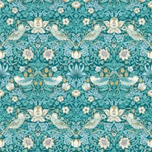 William Morris Strawberry Thief Wallpaper Teal W0171/06