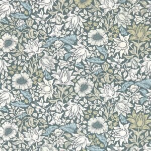 William Morris Mallow Wallpaper Slate Blue and Dove W0173/01