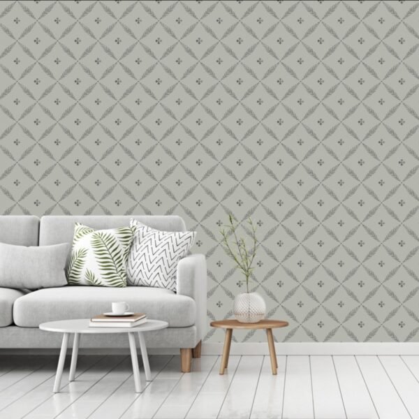 Blomstermala Leaf Trellis Wallpaper Grey Black Galerie 51022