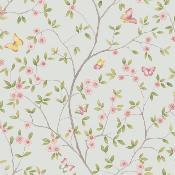 Blomstermala Butterfly Trail Wallpaper Blue Pink Green Galerie 51027