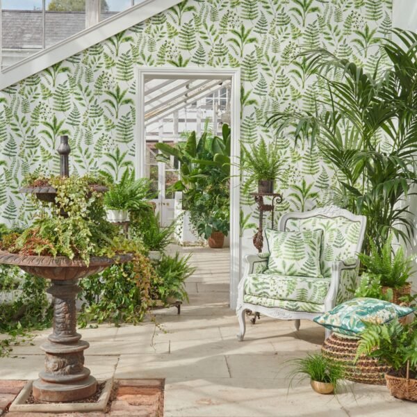 Marianne Bracken Leaf Wallpaper Forest Green Clarke and Clarke W015602