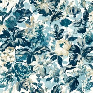 Marianne Lilum Wallpaper Denim Ivory Clarke and Clarke W015801