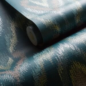 Lusso Velluto Wallpaper Teal Clarke and Clarke W0170/03