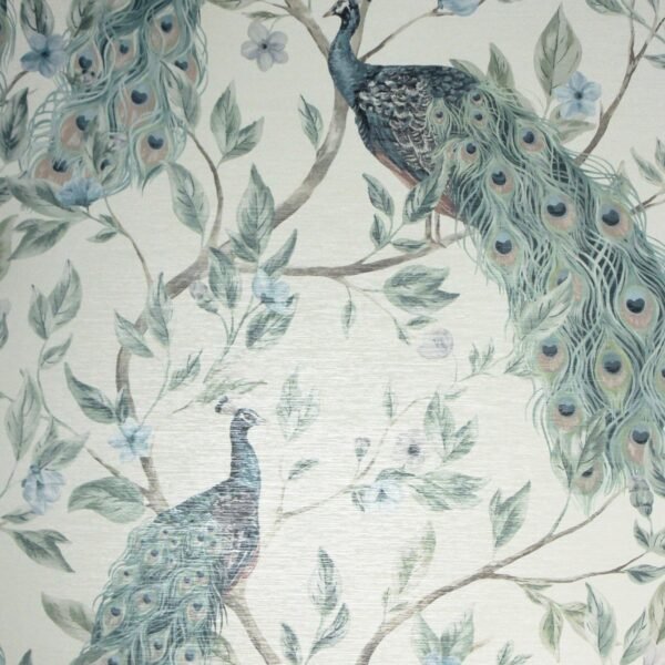 Keeka Peacock Wallpaper Blue / Neutral  Arthouse 923708