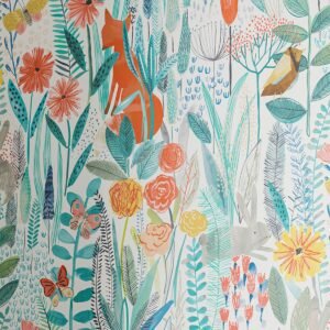 Harlequin Hide And Seek Meadow Wallpaper Poppy/Marine/Ochre HLTF112633