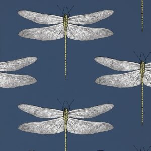 Harlequin Demoiselle Dragonfly Wallpaper Ink Blue / Chartreuse HGAT111243