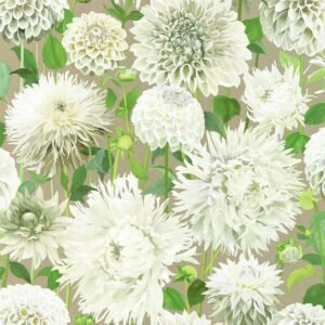 Harlequin Dahlia Wallpaper Sail Cloth / Meadow / Gilver HQN2112844