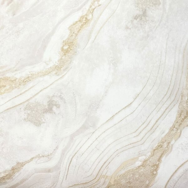 Luxe Collection Mineral Heavyweight Vinyl Wallpaper Cream / Gold World of Wallpaper WOW085