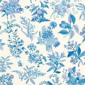 Harlequin X Sophie Robinson Woodland Floral Wallpaper Lapis Blue/Amethyst/Pearl HSRW113059