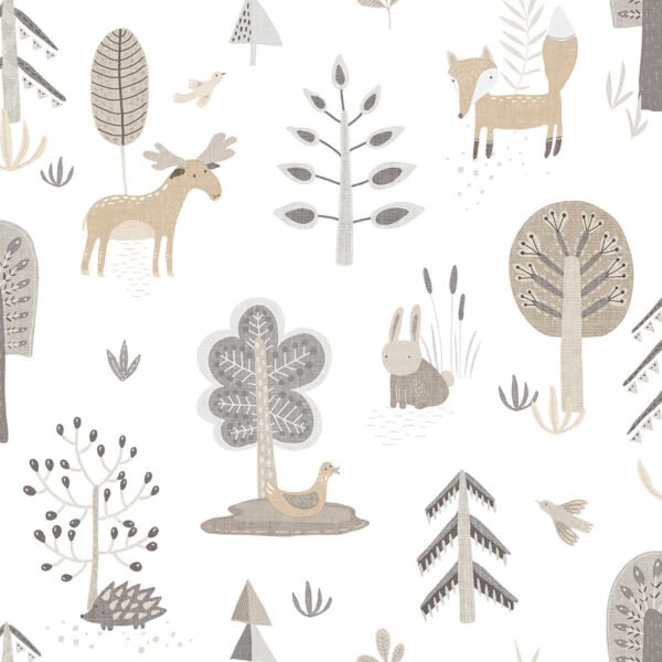 Little Explorers 2 Wallpaper Country Animals Silver Grey Galerie 14801