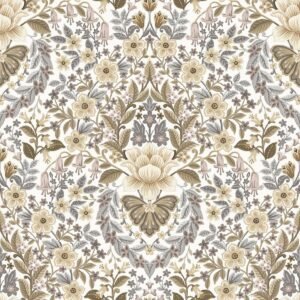 Into The Wild Floral Damask Wallpaper Beige Galerie 18516