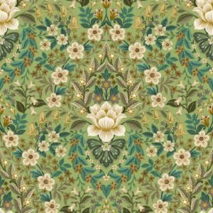 Into The Wild Floral Damask Wallpaper Green Galerie 18517