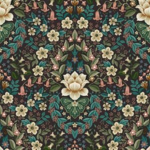 Into The Wild Floral Damask Wallpaper Black Galerie 18519