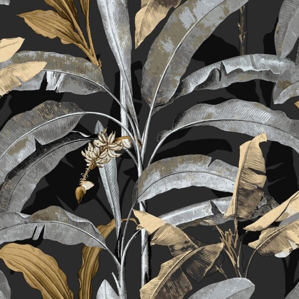 Into The Wild Banana Tree Wallpaper Black Galerie 18542