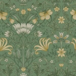 Vintage Floral Wallpaper Green Holden 13550