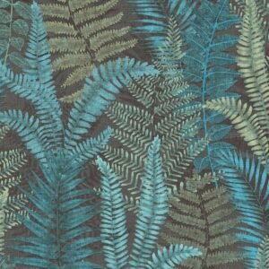 Famous Garden Fern Leaves Vinyl Wallpaper Blue/Green/Black AS Creation 39347-3