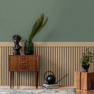 Wood Slats Dado Panel Wallpaper Natural/Black AS Creation 397441