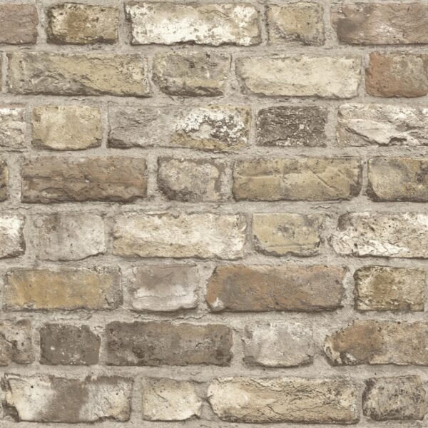 Brick Effect Vinyl Wallpaper Neutral Grandeco A28904