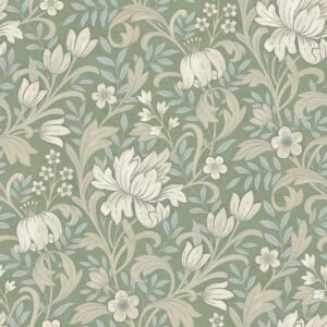 Marian Floral Wallpaper Sage Green Grandeco A67102